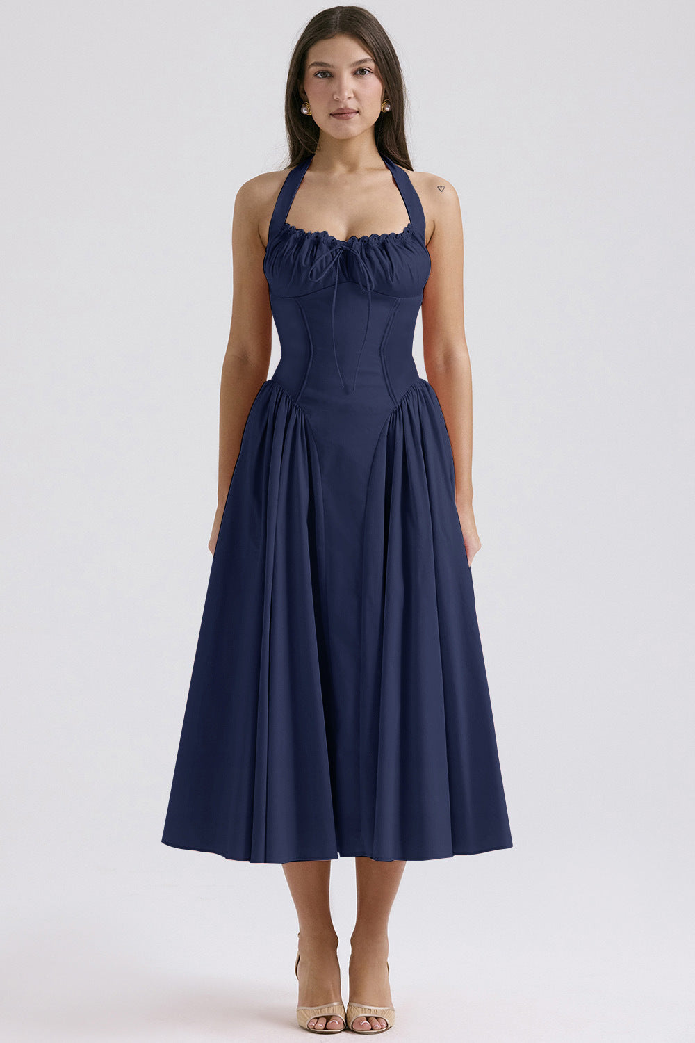 Print Halter Neck Lace Dress