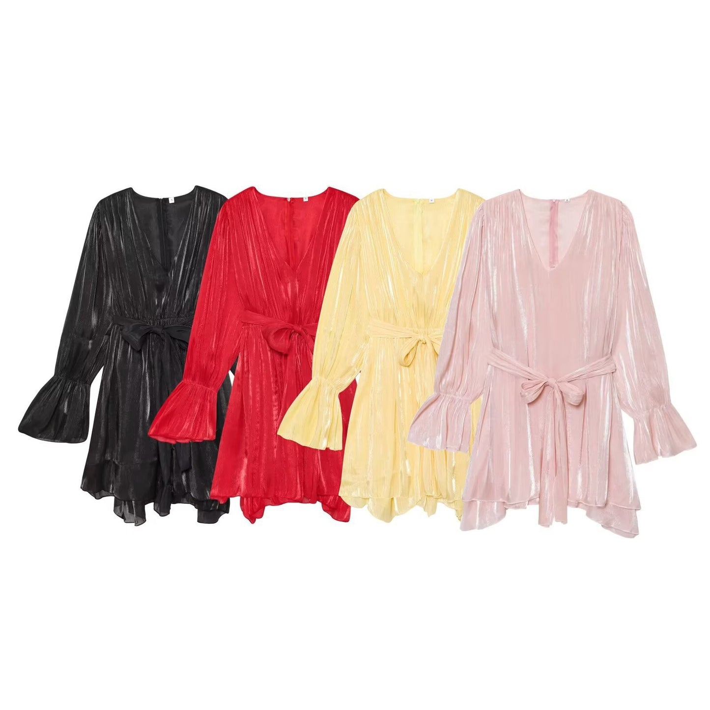 Multi-Color Lace-Up Glossy Dress