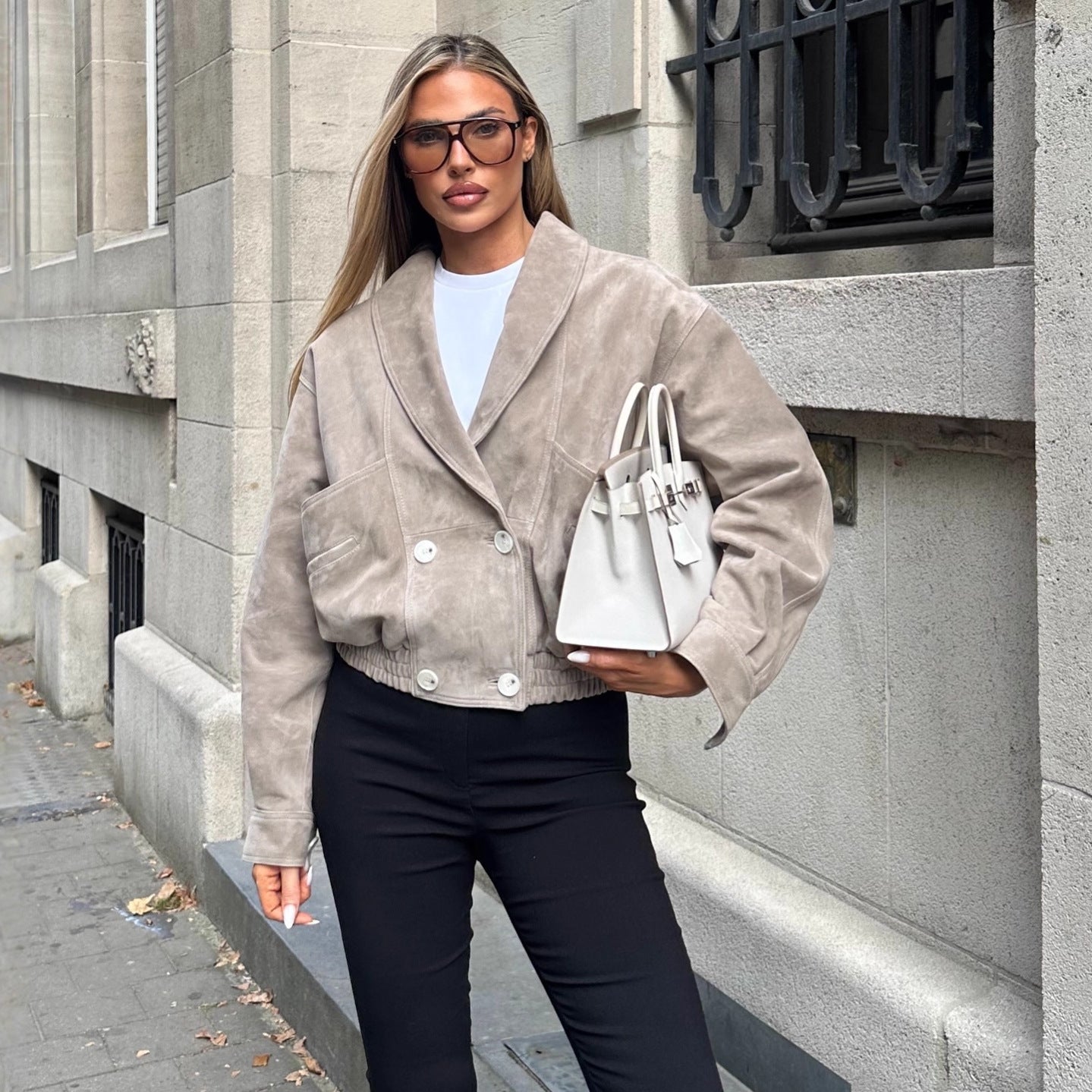 Lapel Suede Short Jacket