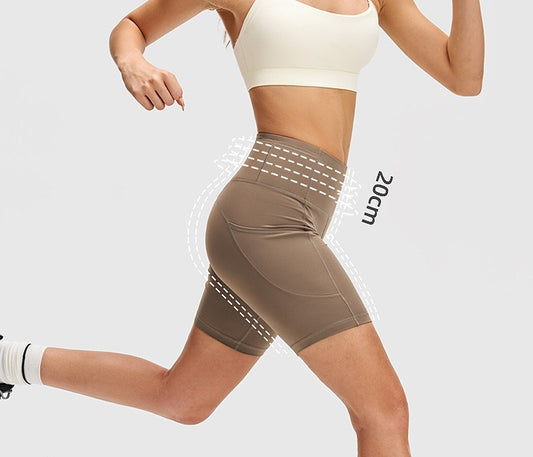 Premium High-Rise Fitness Shorts with Pocket