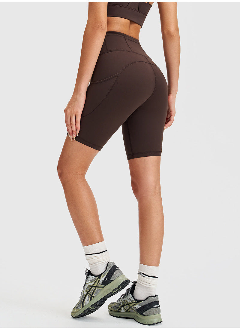 Premium High-Rise Fitness Shorts with Pocket