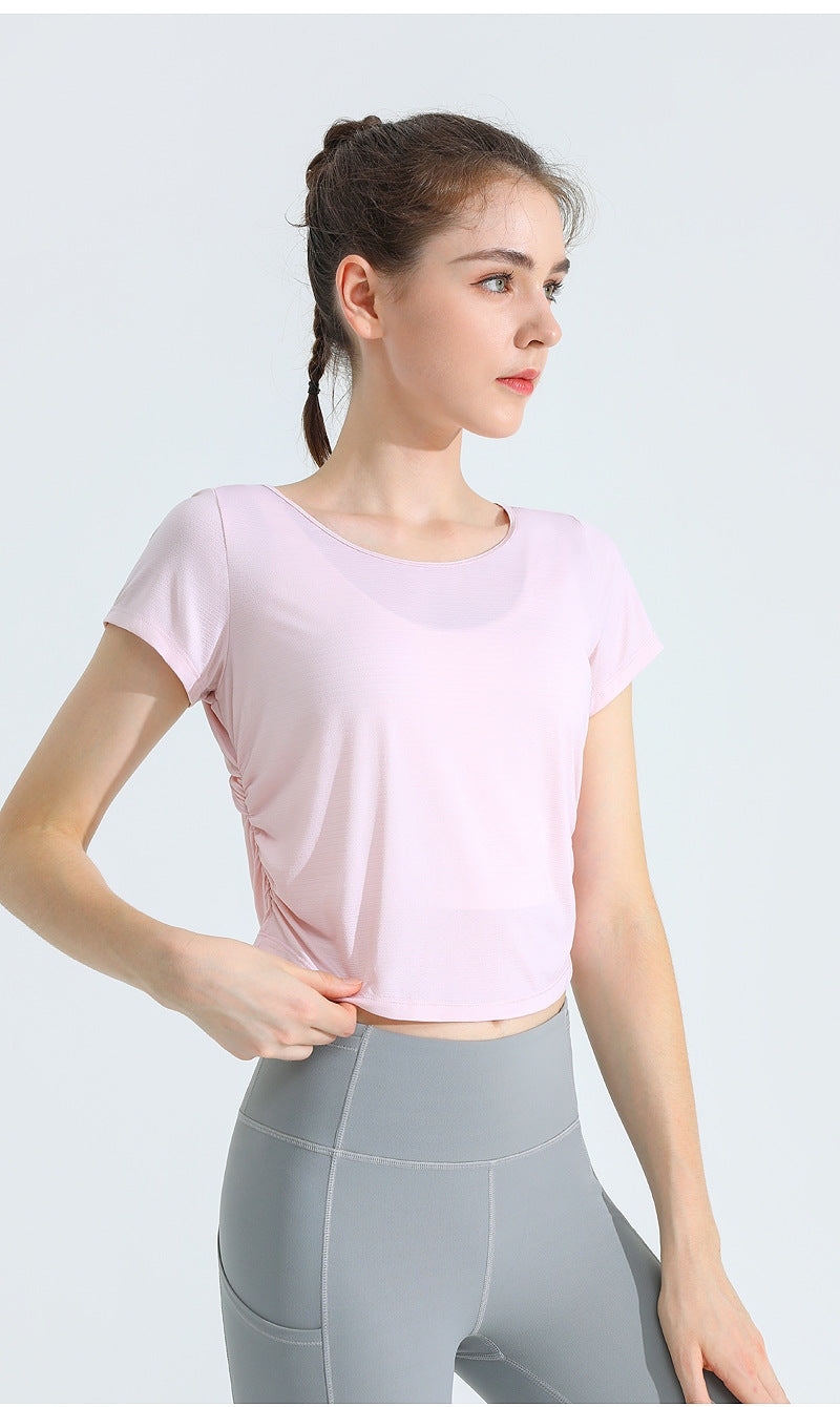 Cooling Open-Back Short Sleeve Sports T-Shirt for Women