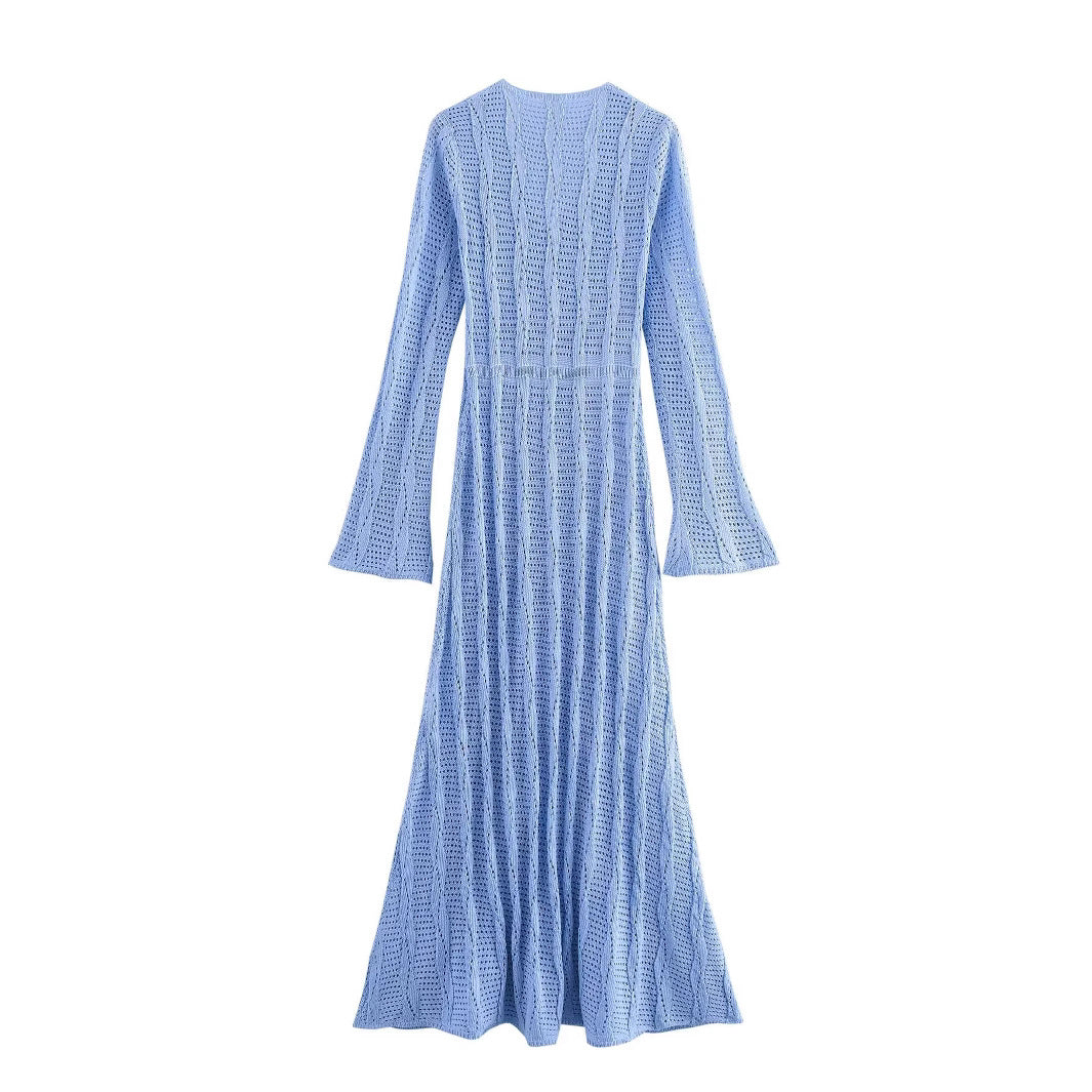 Slim Waist Long Sleeve Knitted Dress