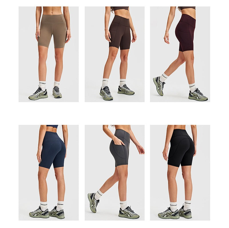 Premium High-Rise Fitness Shorts with Pocket