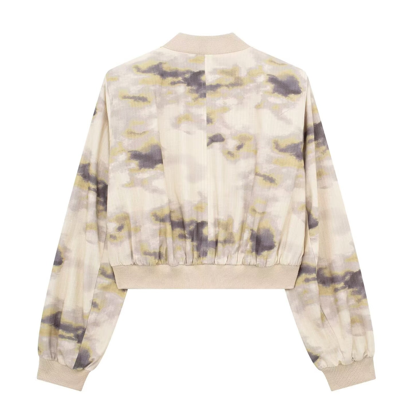 Printed Bomber Jacket Workwear Mini Skirt Set