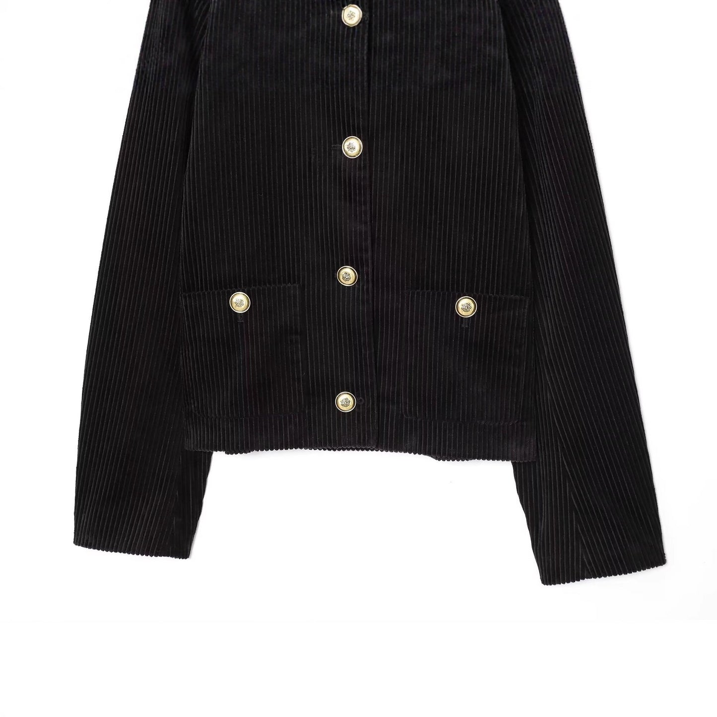 Round Neck Button-Decorated Jacket Baseball Jacket