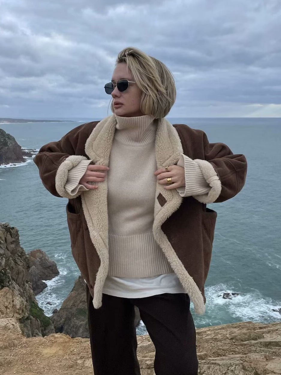 Loose Warm Retro Lamb Wool Jacket