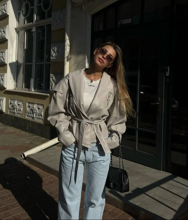 Retro Casual Imitation Leather Jacket