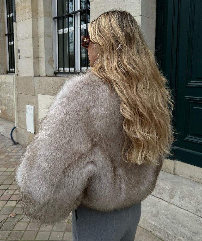 High Waist Faux Fur Coat