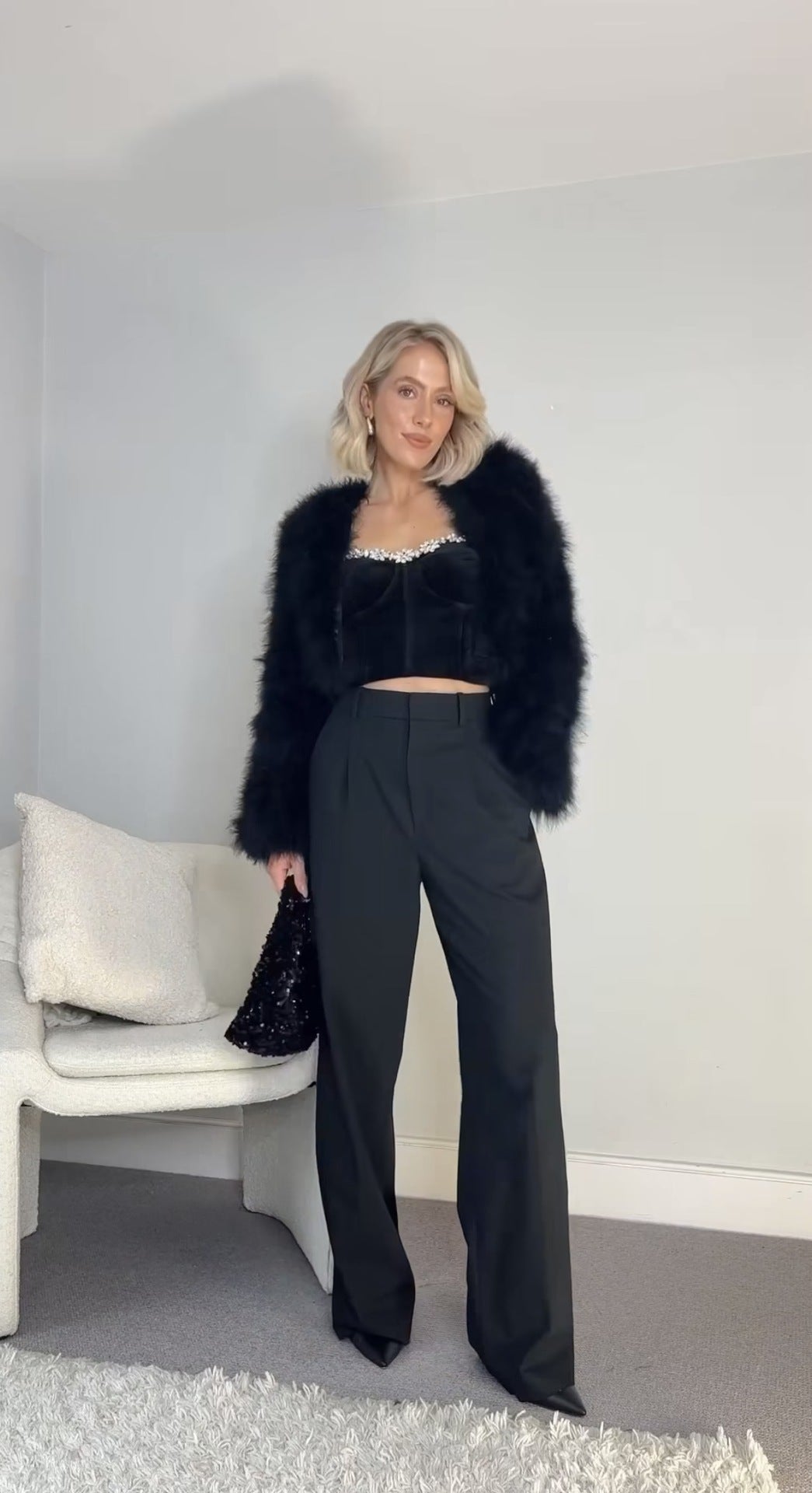 High Waist Faux Fur Coat