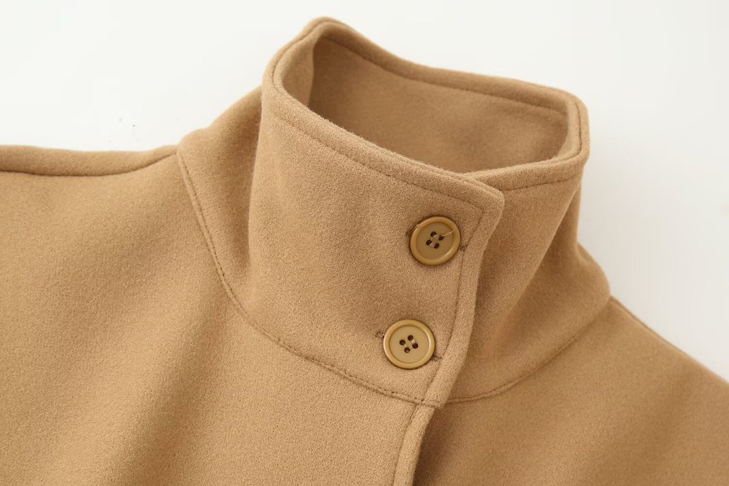 Stand-up Collar Bathrobe-style Belt Coat