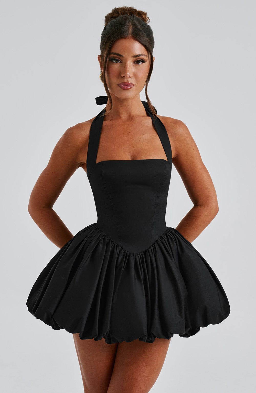 A-line Dress with Halter Neck and Bow