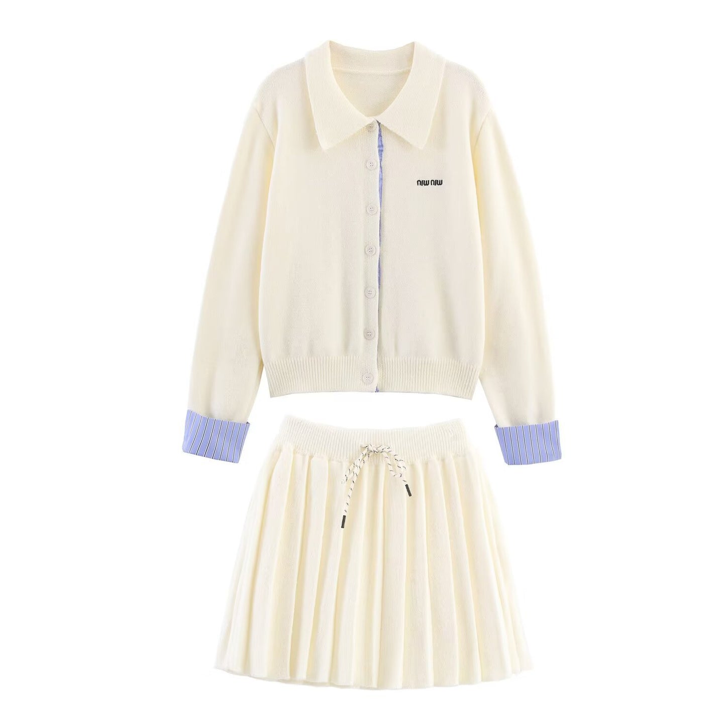 Embroidered Knit Cardigan Set