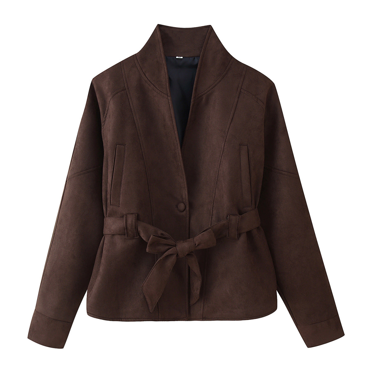 Textured Lapel Waist Belt Trench Coat