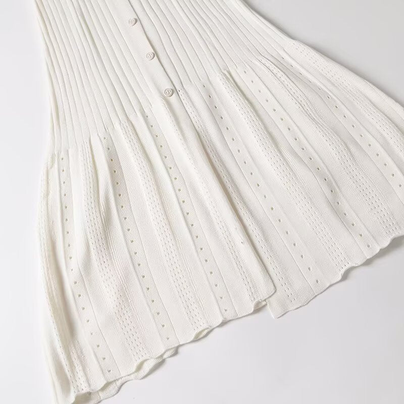 Short Sleeve Button-down Slim Knit Dress