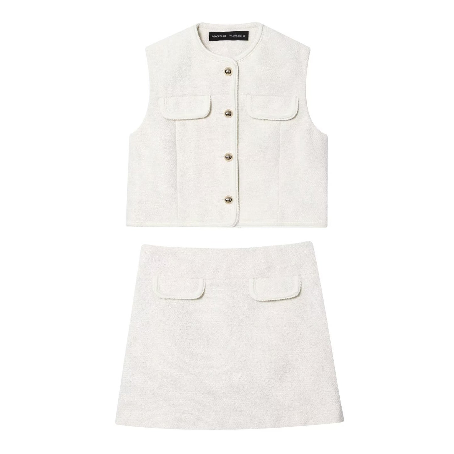 Block Trim Vest + Skirt Set