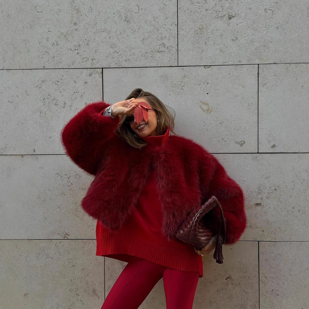 High Waist Faux Fur Coat