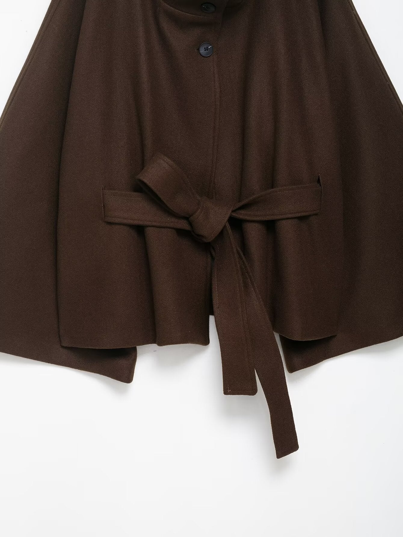 Stand-up Collar Bathrobe-style Belt Coat