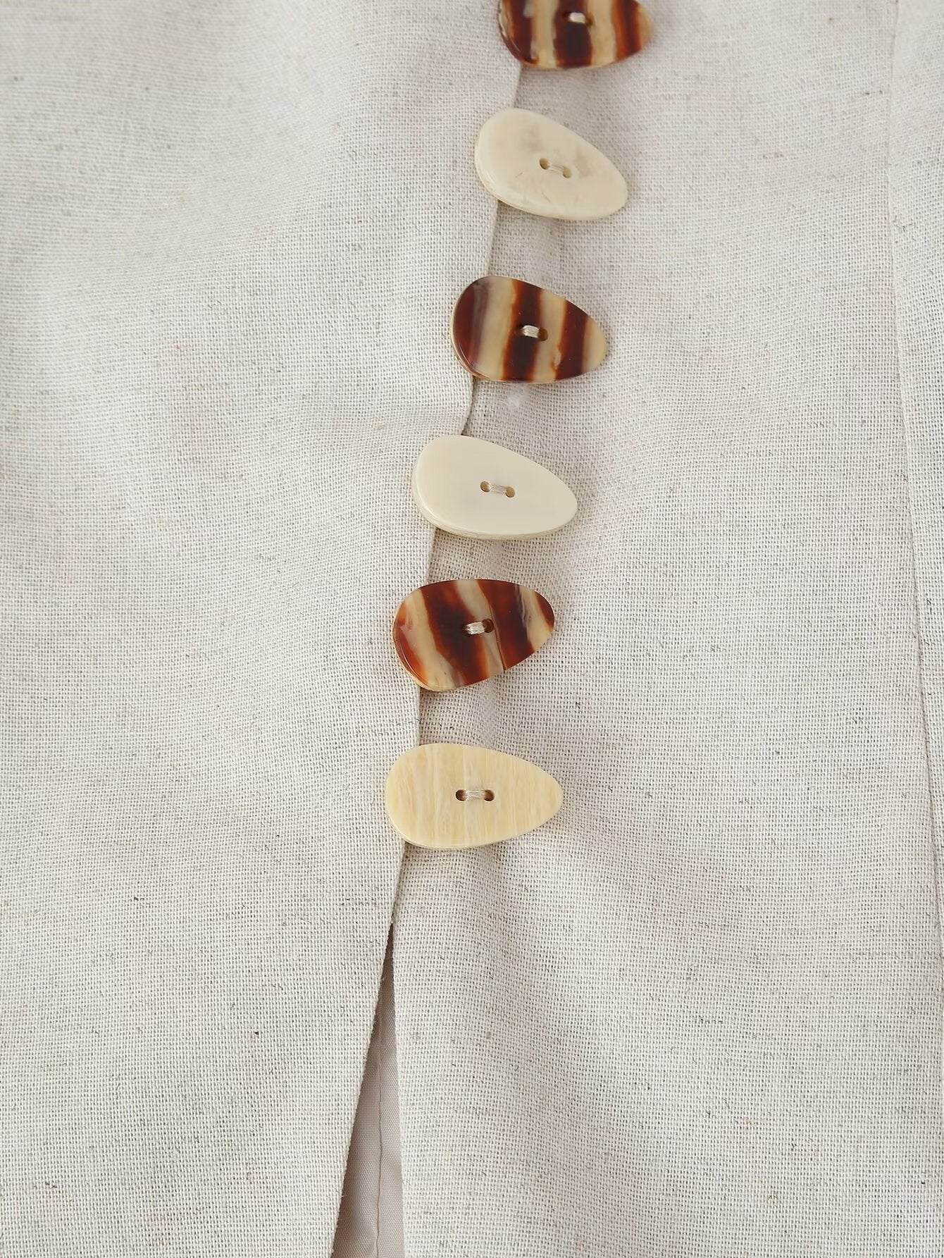 Button-down Cotton And Linen Vest + Short Skirt