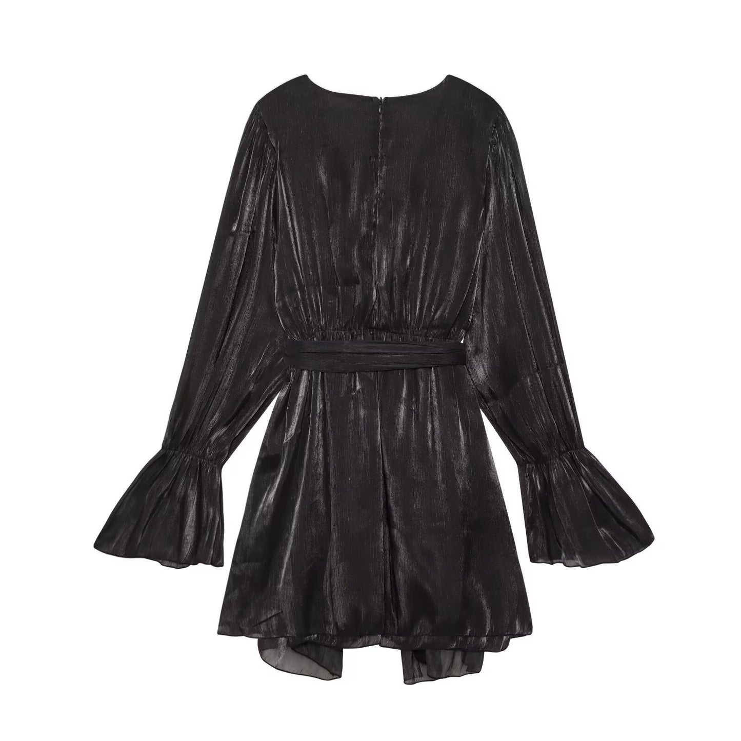 Multi-Color Lace-Up Glossy Dress
