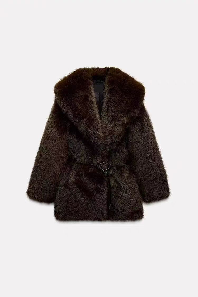 Faux Brown and Coffee Fur Coat