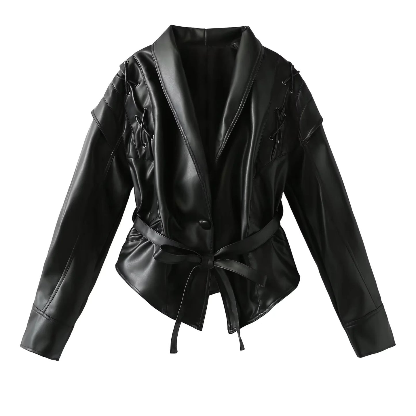 Retro Casual Imitation Leather Jacket