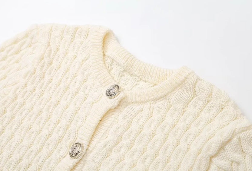 Slim-fit Crewneck Short-sleeved Cardigan