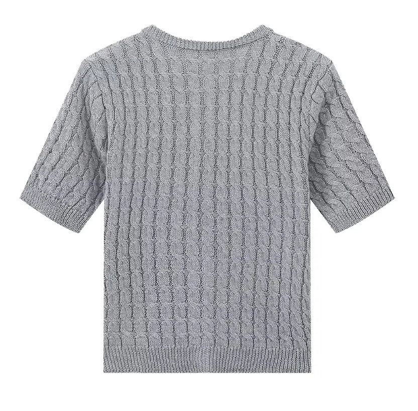 Slim-fit Crewneck Short-sleeved Cardigan