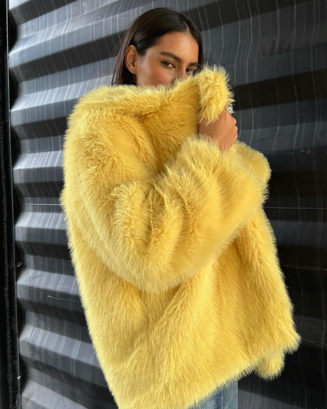 Lapel Cardigan Plush Coat