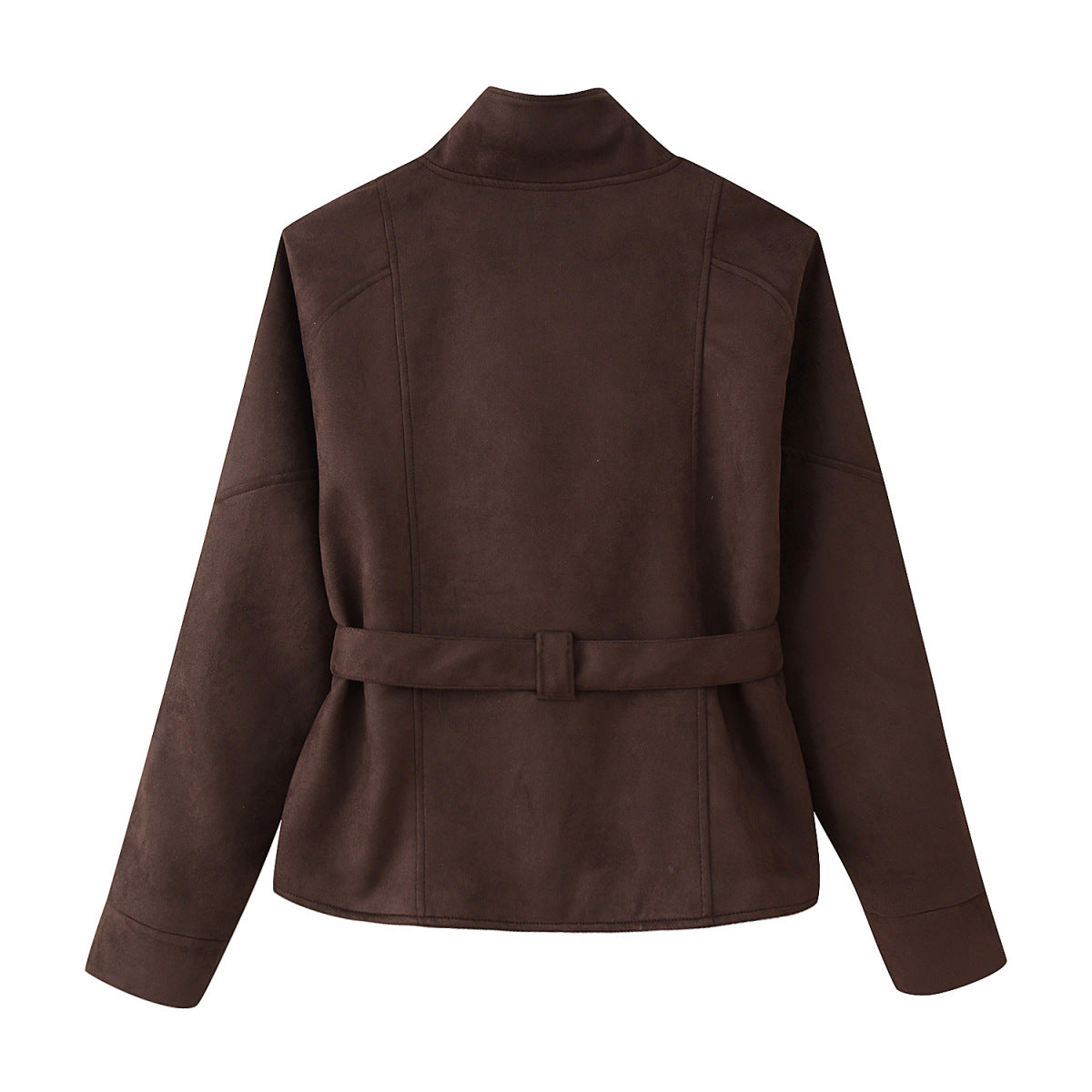 Textured Lapel Waist Belt Trench Coat