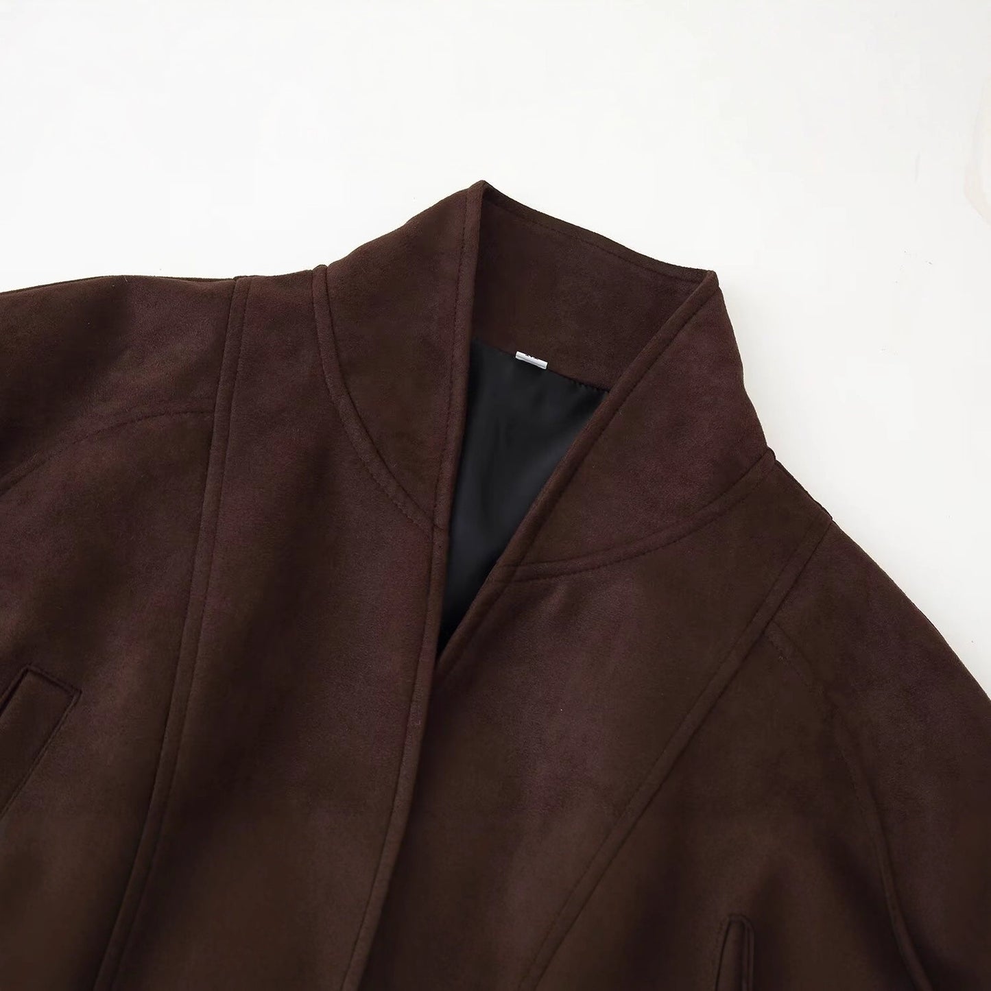 Textured Lapel Waist Belt Trench Coat