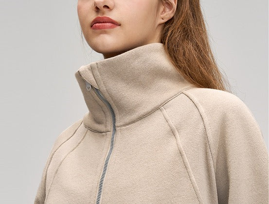 Windproof Women's Sports Jacket – Fleece Lined & Half-Zip