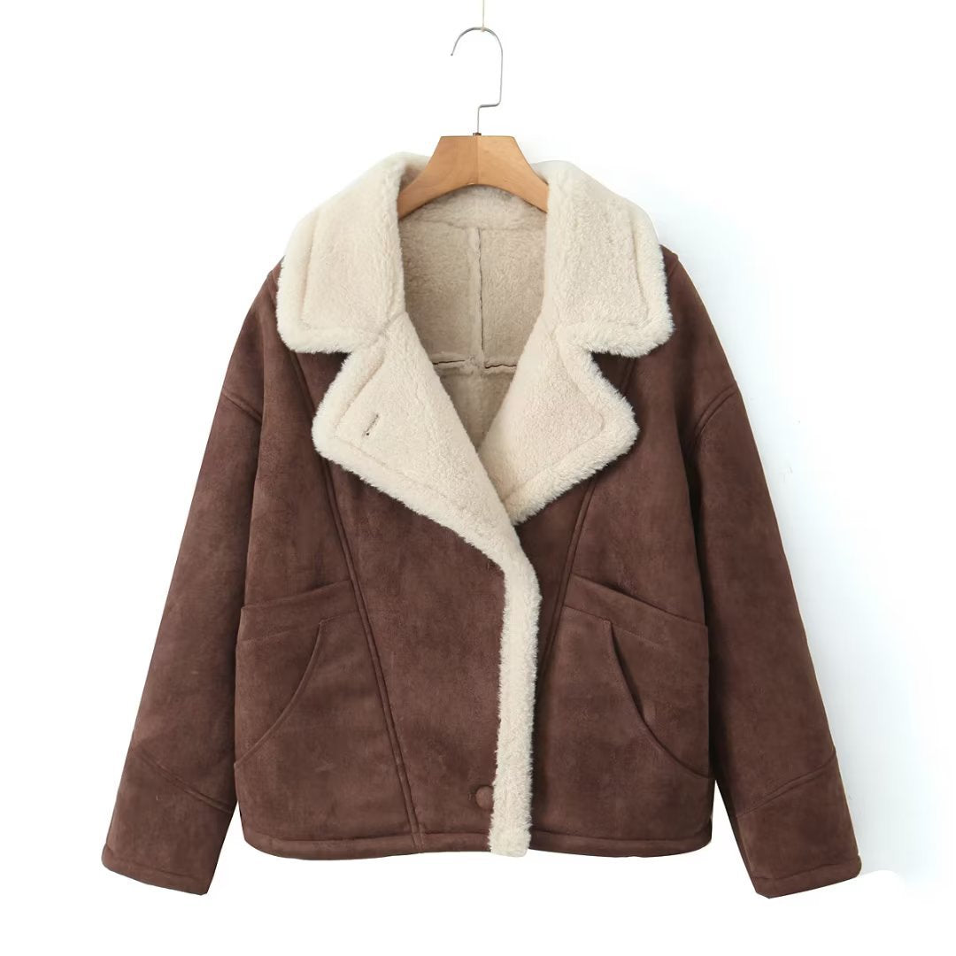 Loose Warm Retro Lamb Wool Jacket