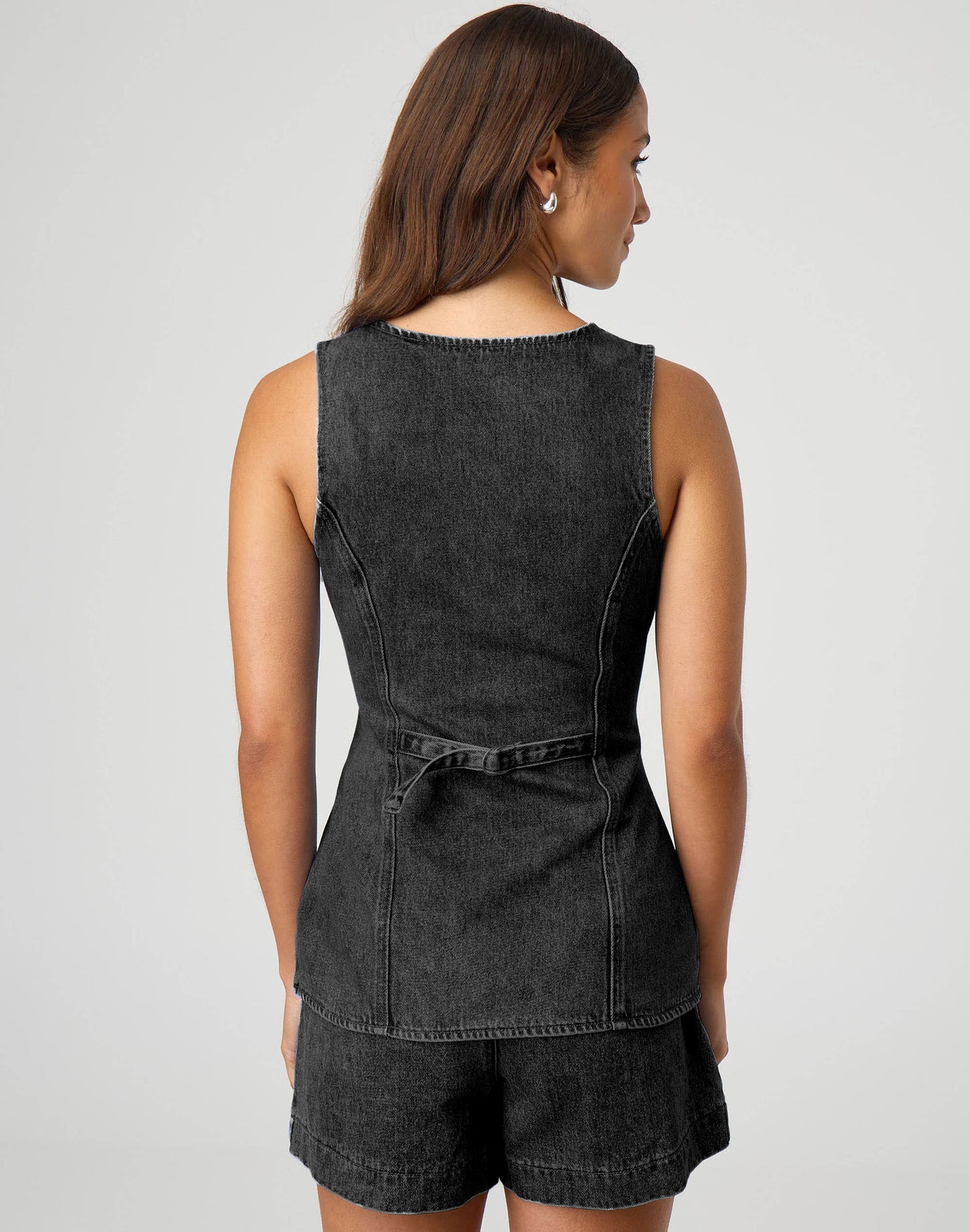 High-Waisted Women's Set with Denim Shorts