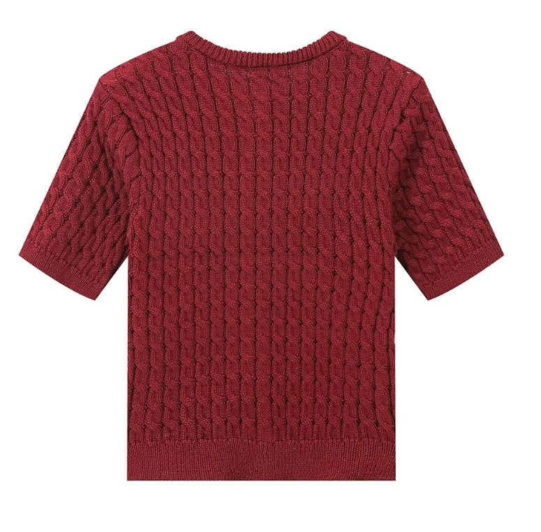 Slim-fit Crewneck Short-sleeved Cardigan