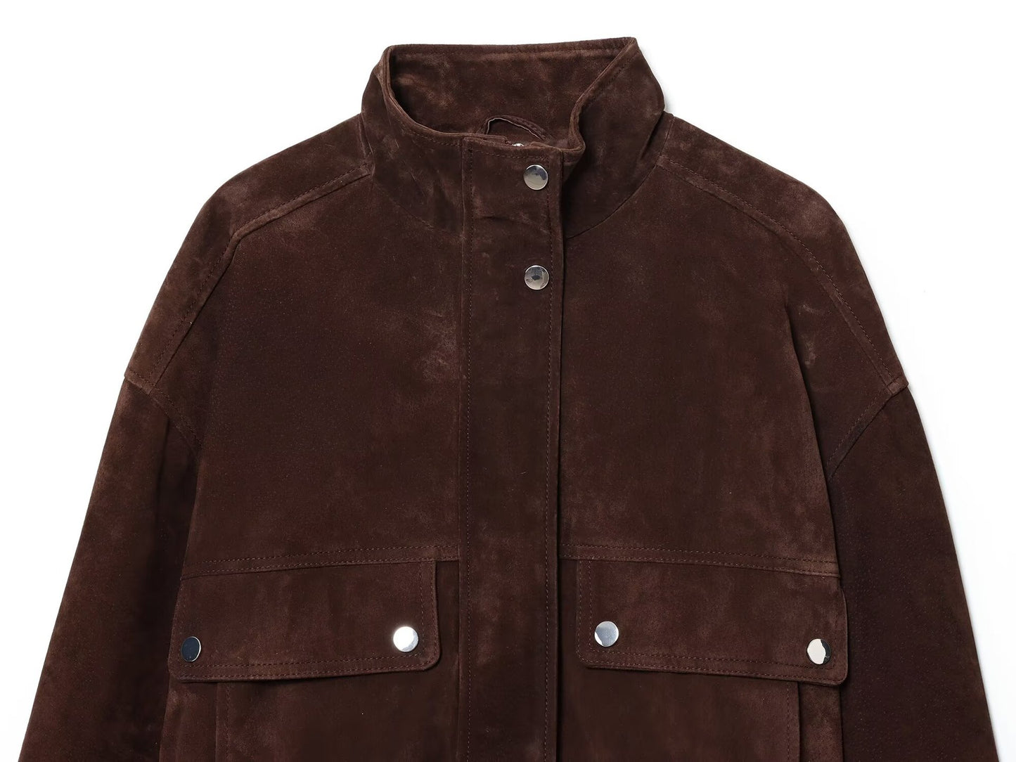 Suede Textured Pocket Jacket/Baseball Jacket