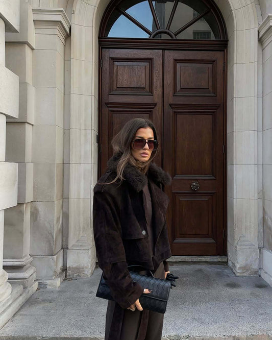 Brown Imitation Fur Suede Jacket