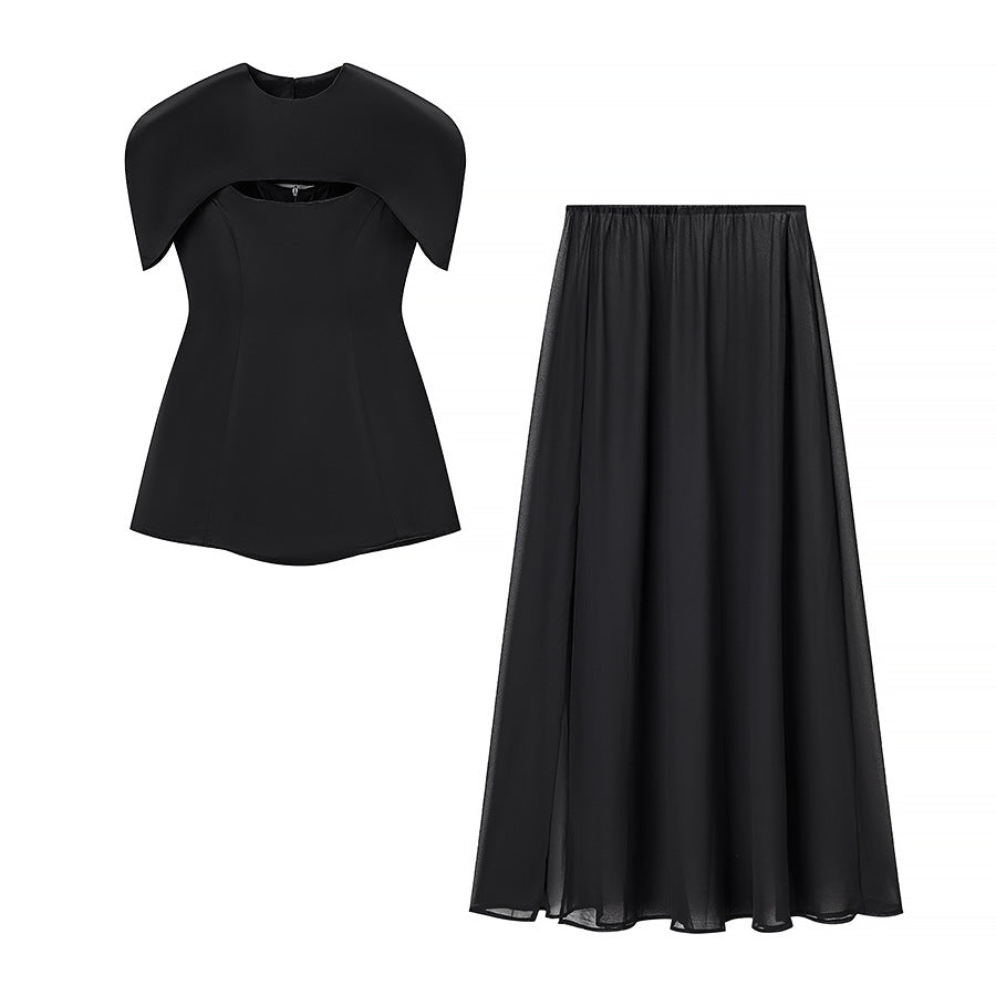 Heiress Style Solid Color Three-Piece Dress Set