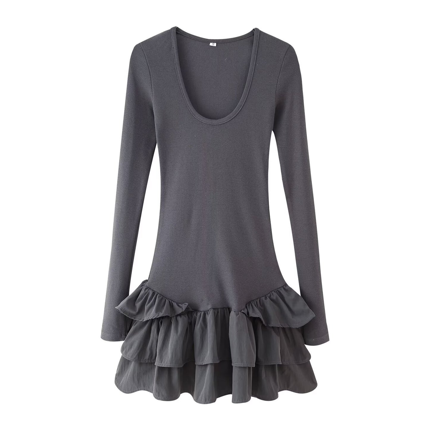 U-neck Long-sleeved Dress