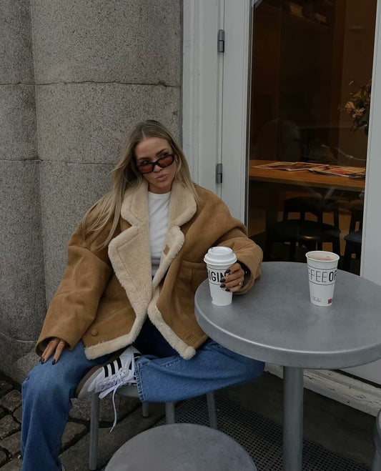 Loose Warm Retro Lamb Wool Jacket