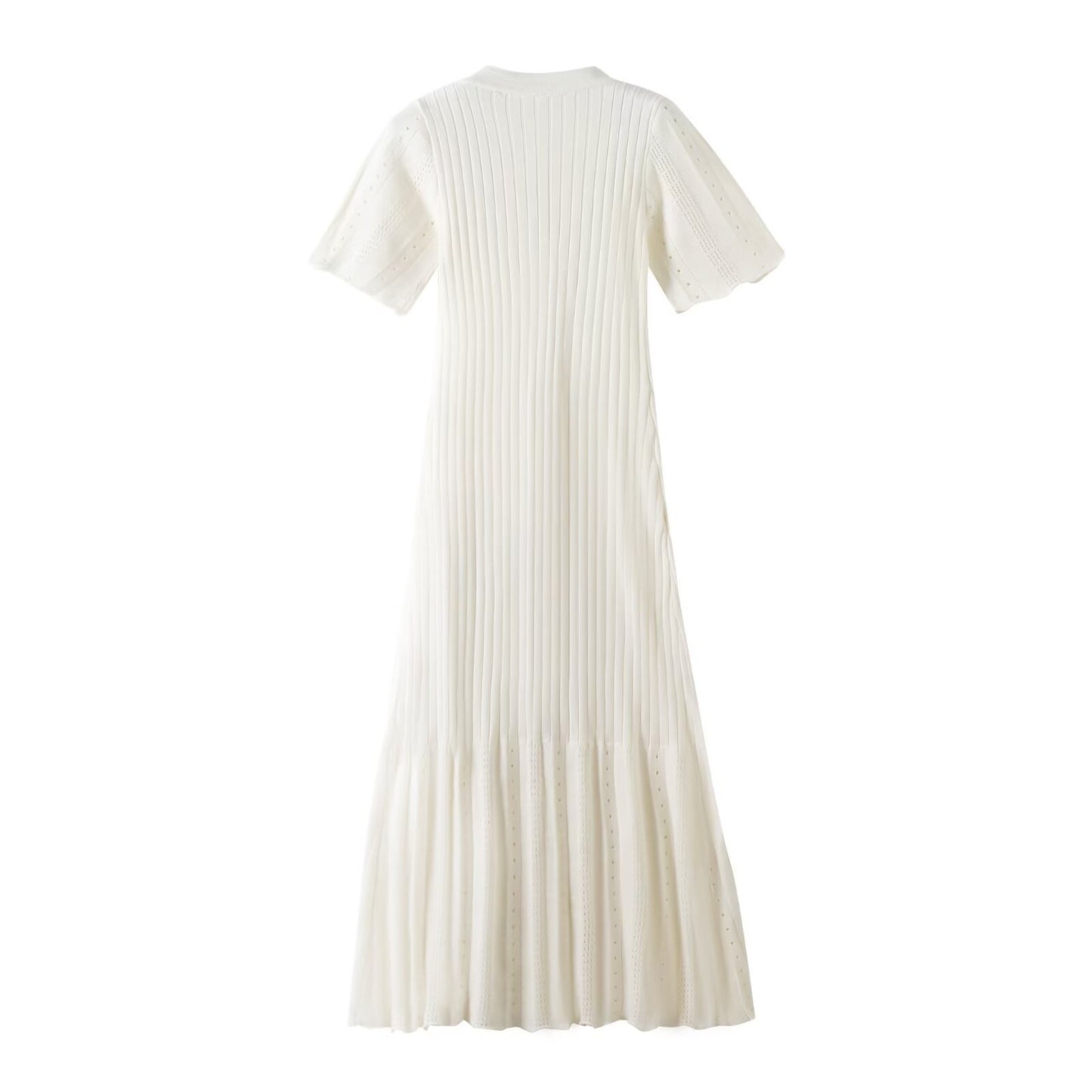 Short Sleeve Button-down Slim Knit Dress