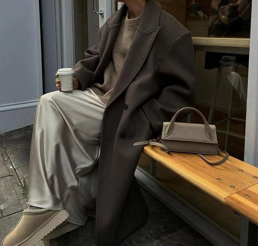 Lapel Single-Breasted Long Coat Jacket