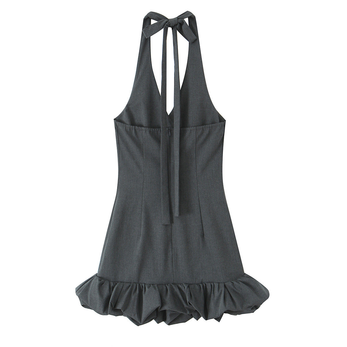 Halter Neck Single-Breasted Patchwork Lace Skirt