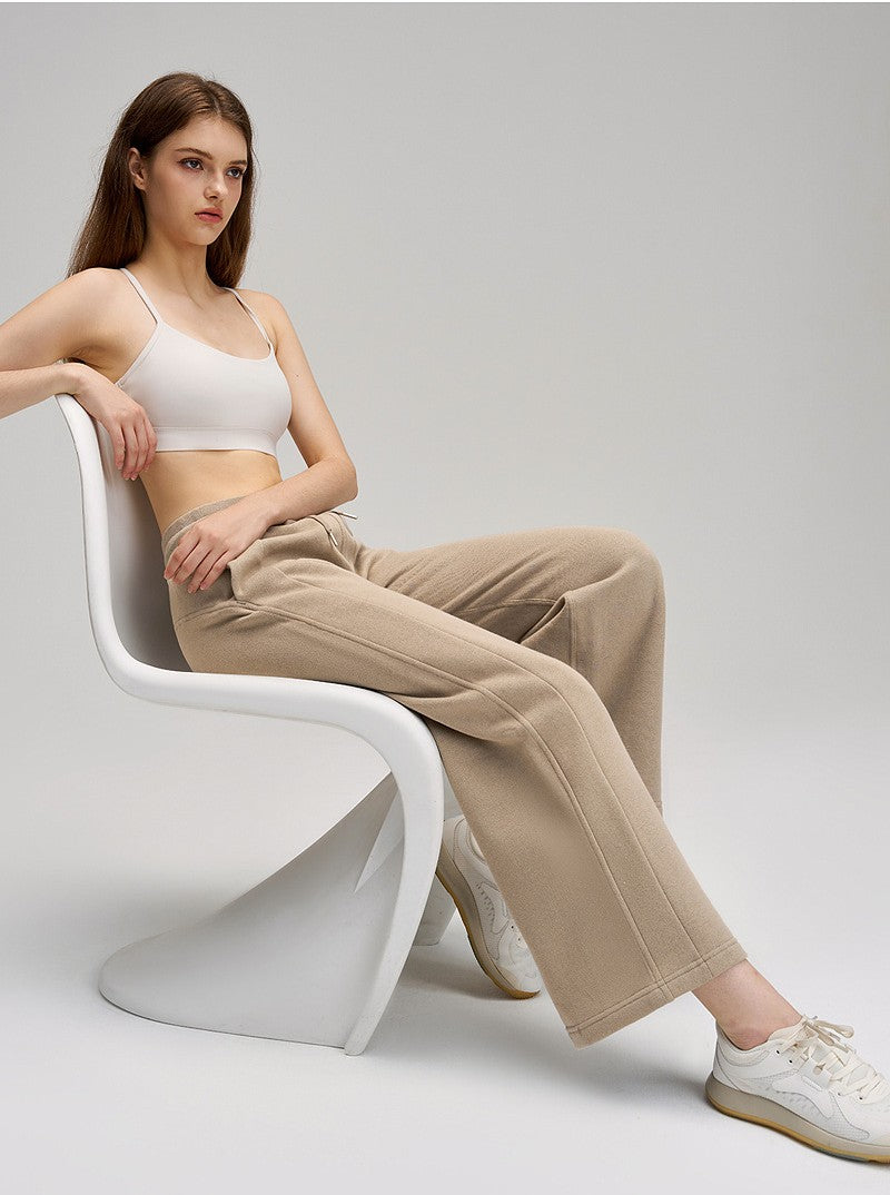 Autumn/Winter Fleece-Lined Wide-Leg Yoga Pants
