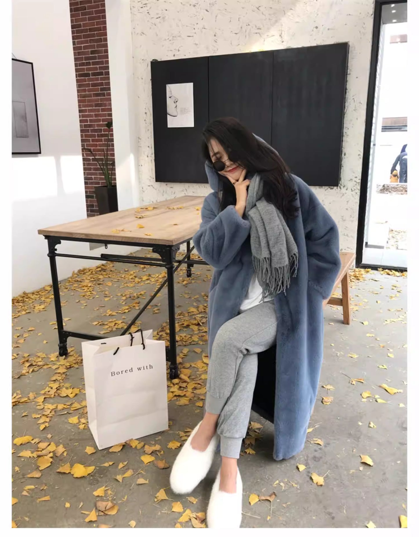 Korean Style Imitation Mink Plush Swing Hat Long Outwear