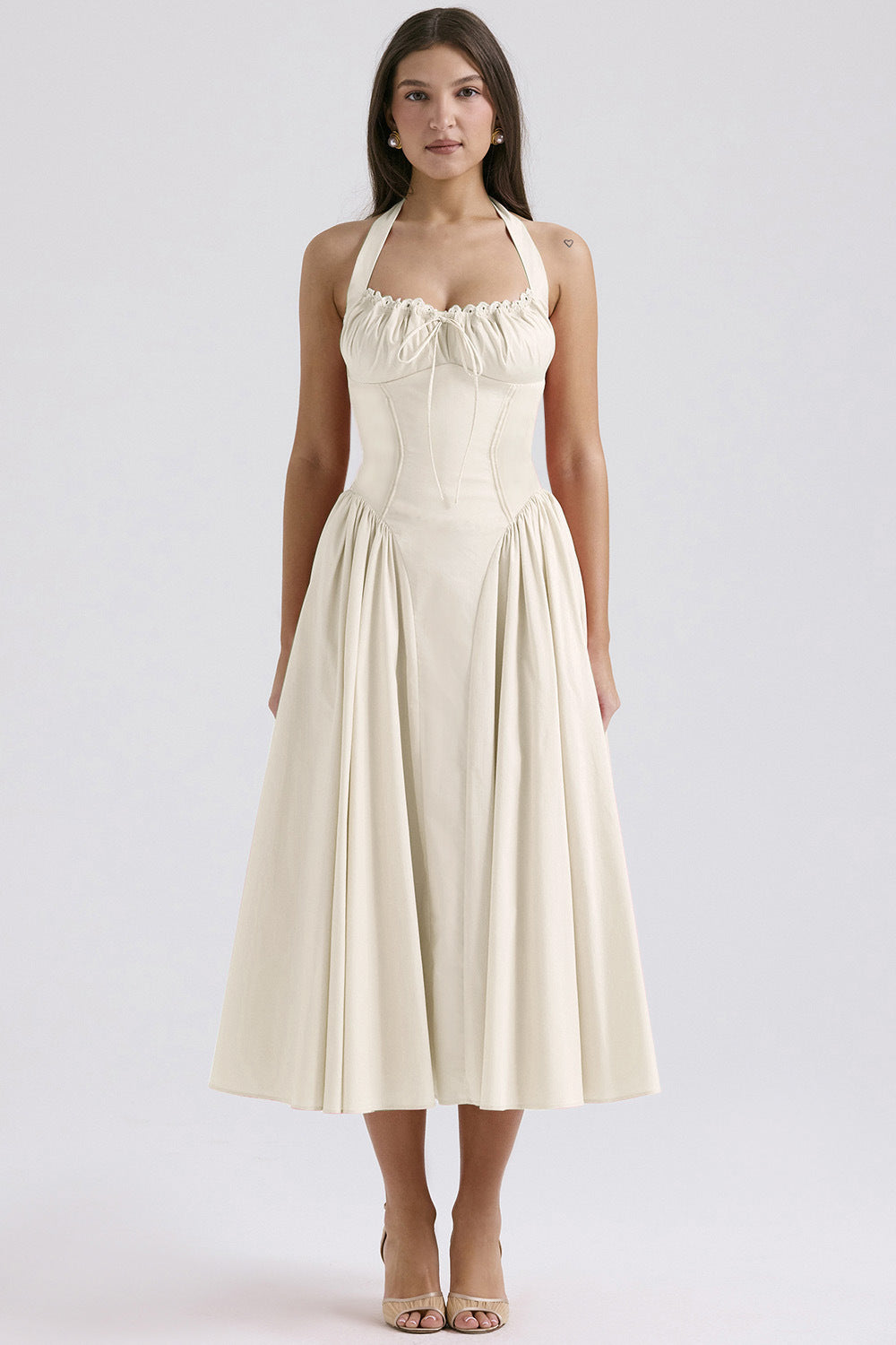 Print Halter Neck Lace Dress