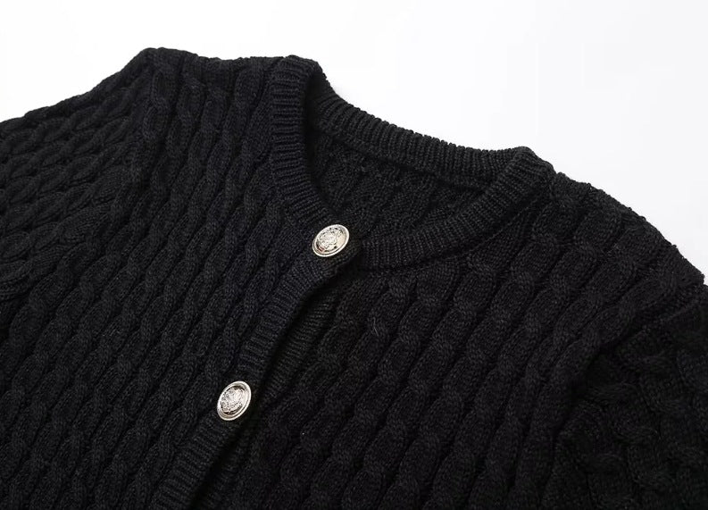Slim-fit Crewneck Short-sleeved Cardigan