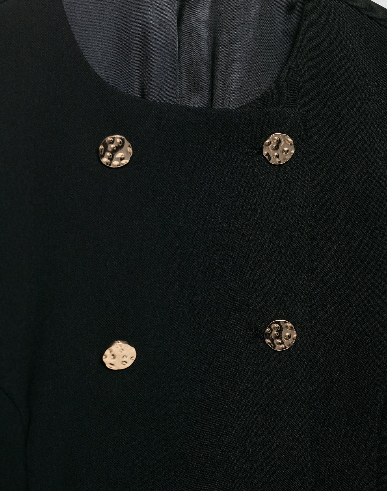 Double-breasted Suit Jacket + Ankle Pants Set