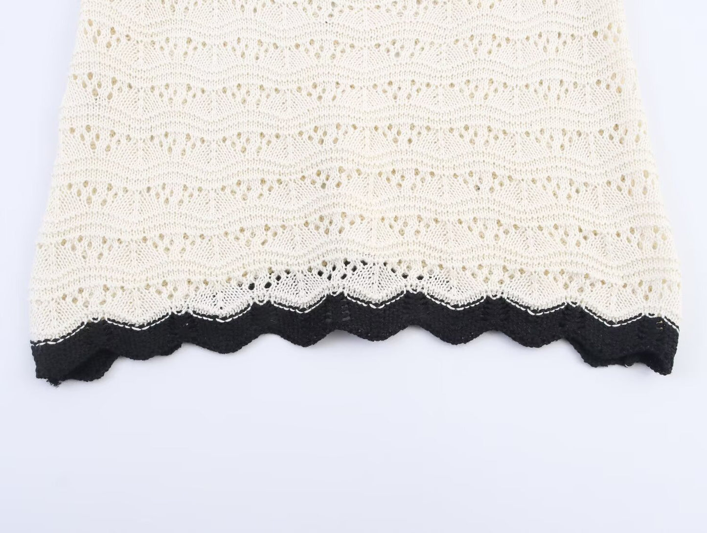 Hollow-out Vest + Knitted Skirt Set