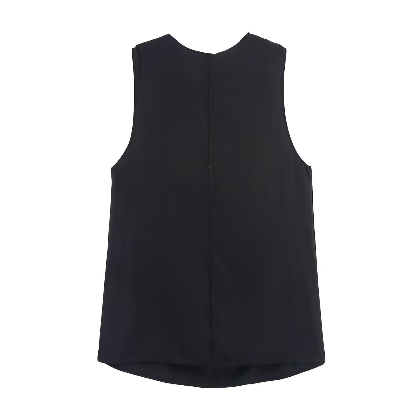 Brooch Sleeveless Twisted Solid Color T-Shirt Top